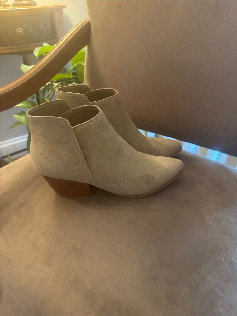 Dolce Vita Cream Suede Ankle Booties